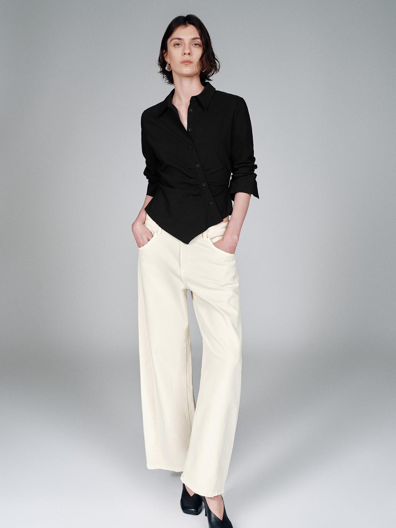 Urban Revivo Asymmetric Slim Fit Shirts-White