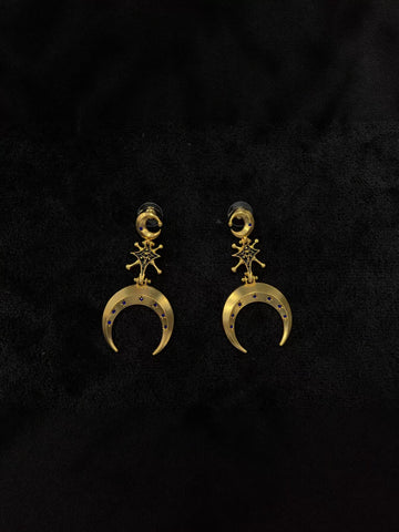 Celestial Gold Crescent Moon Earrings
