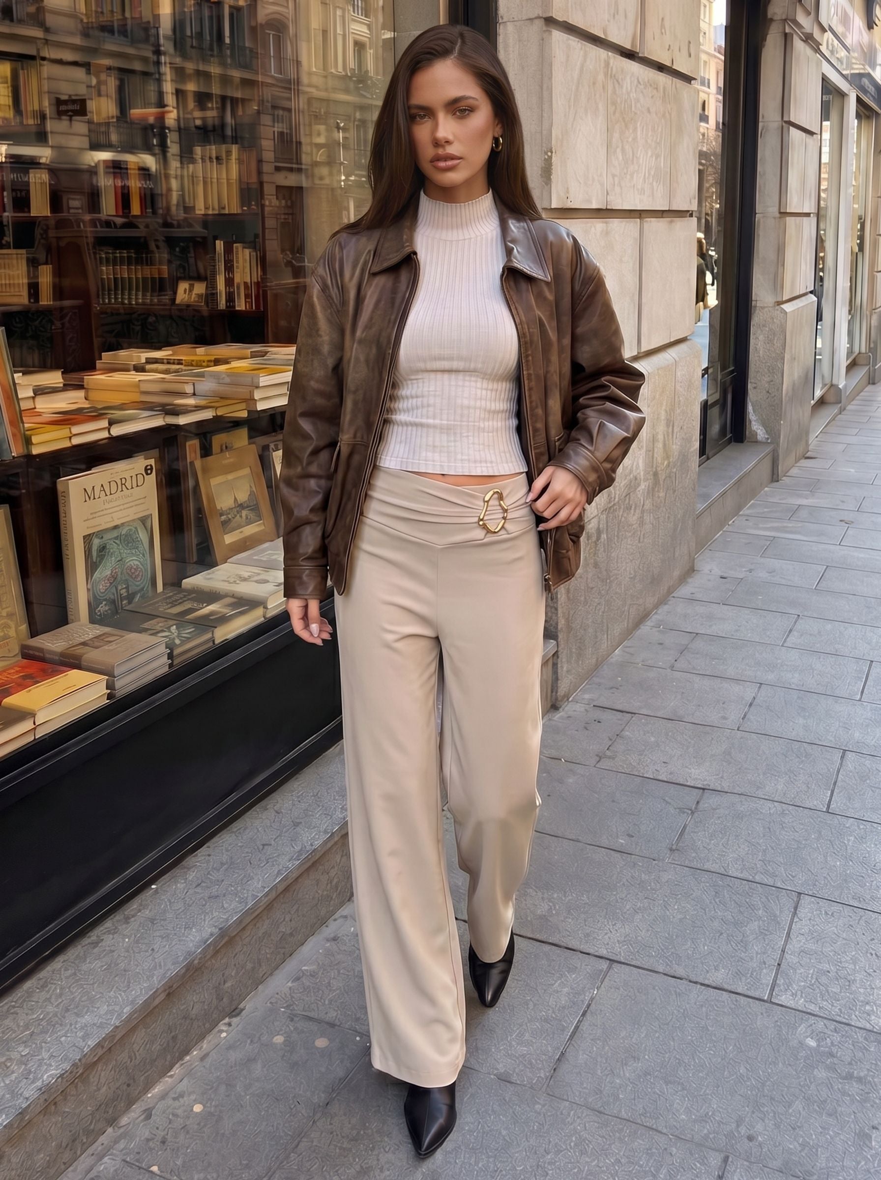 High Waist Ruched Wide Leg Pants