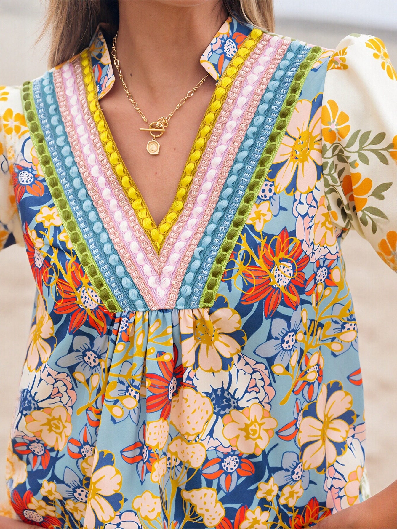 Vibrant Floral Puff Sleeve Blouse