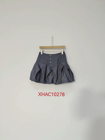 High Waisted Pleated Bubble Skirt