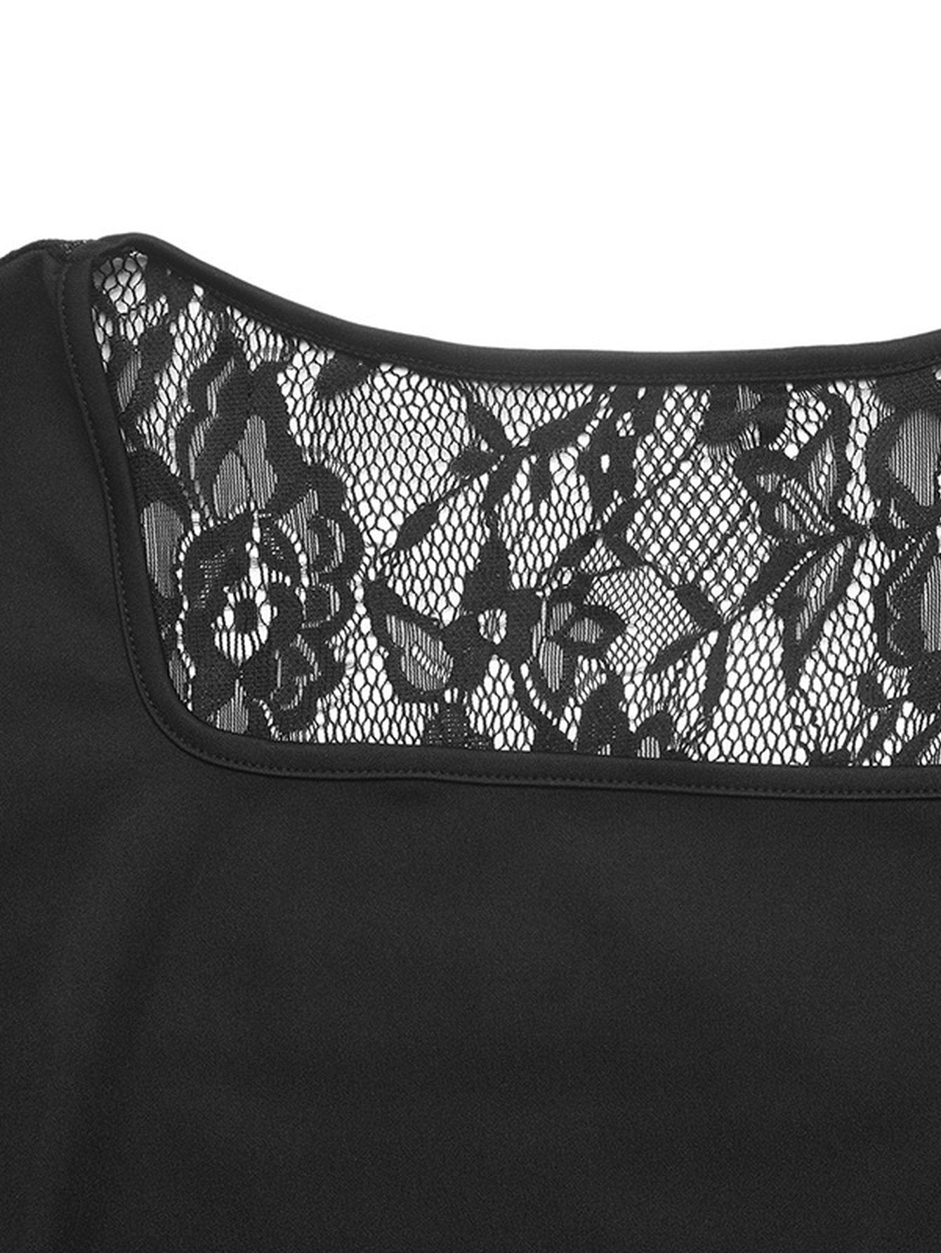 Elegant Lace Sleeve Square Neck Dress