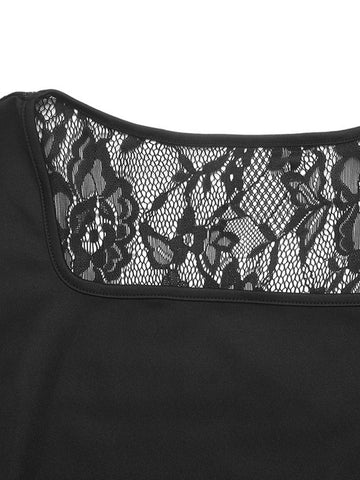 Elegant Lace Sleeve Square Neck Dress