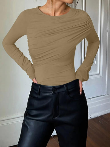 Ruched Slim Fit Long Sleeve Tee