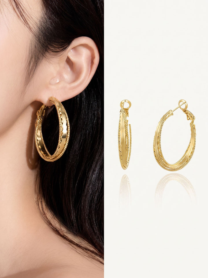 Textured Gold Minimalist Hoop Earrings