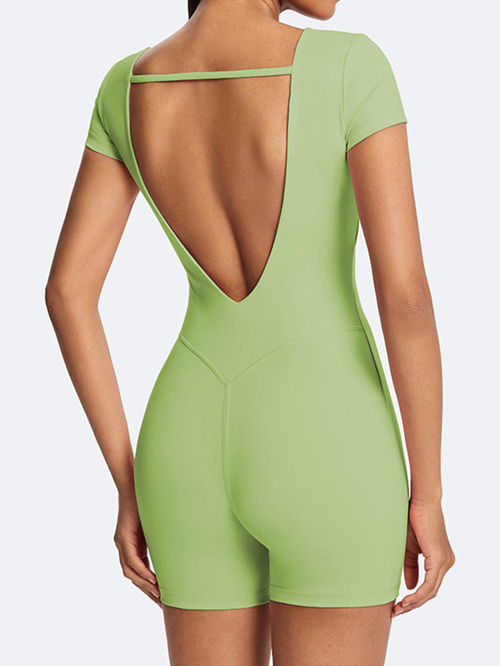 Open Back Sculpting Workout Romper