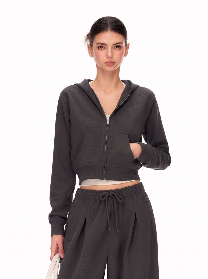 Cropped Zip Up Hoodie Jacket