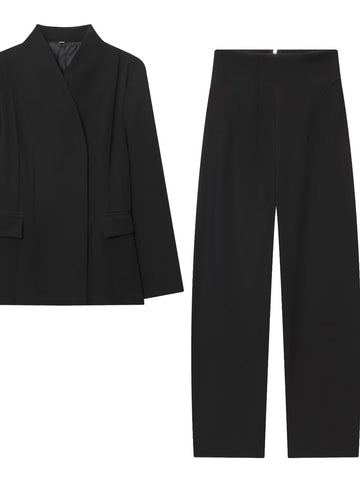 Elegant Tailored White Pant Suit Set