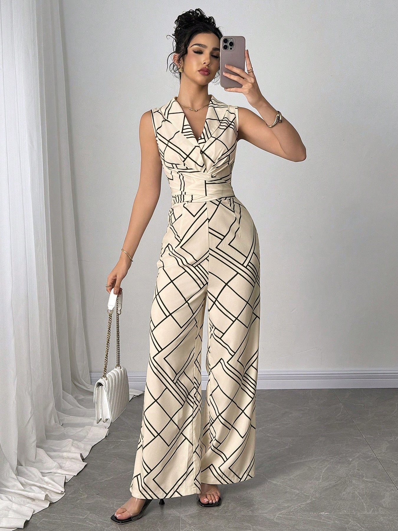 Blazer-Collar Wide-Leg Office Chic Jumpsuit