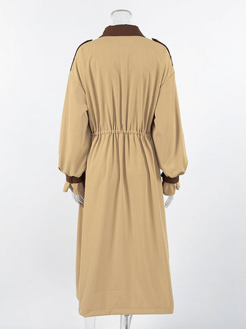 Oversized Colorblock Utility Trench Coat