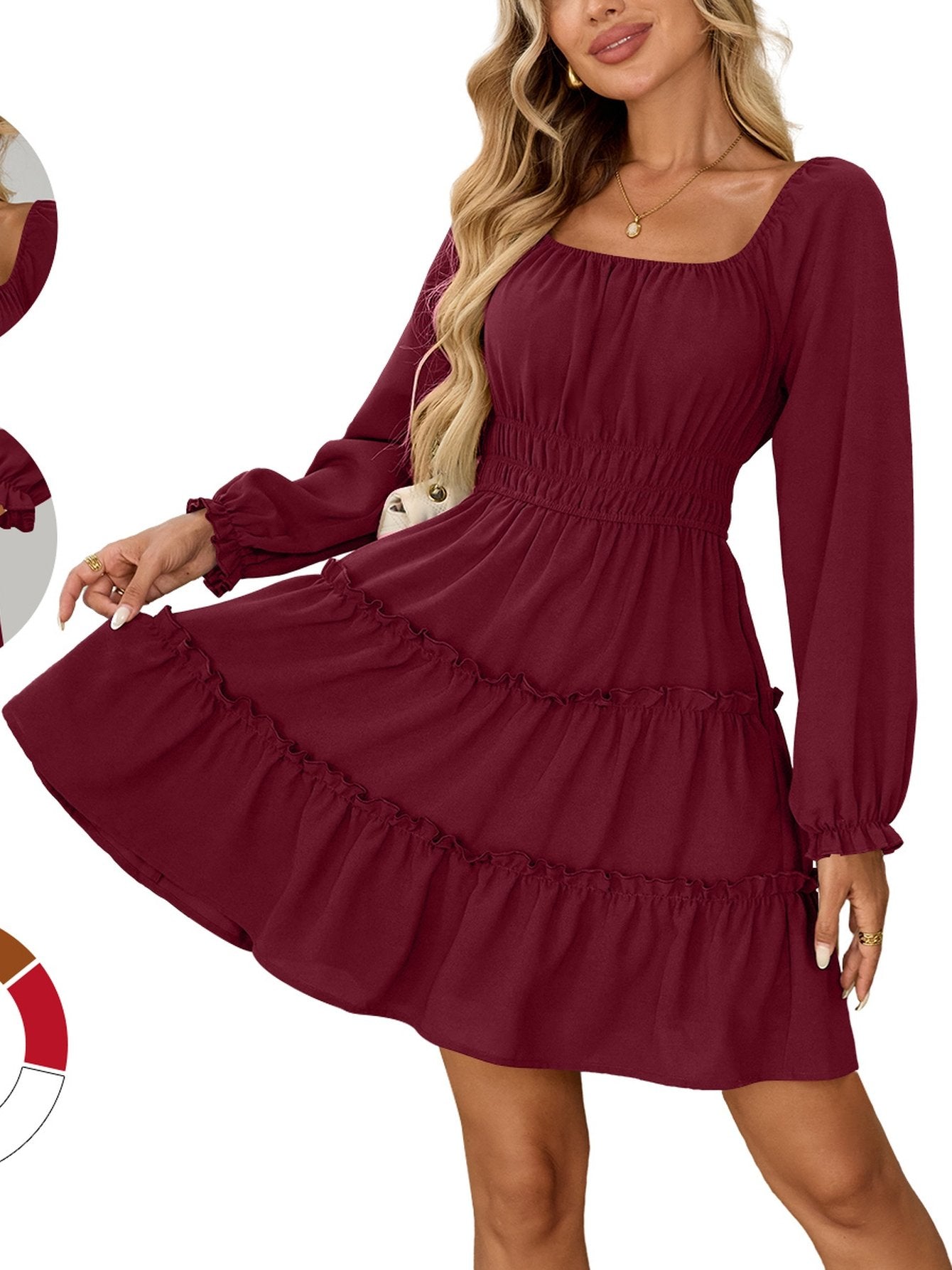 Square Neck Tiered Mini Dress