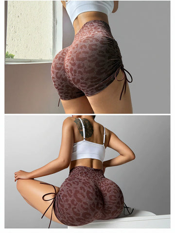 Seamless Scrunch Butt Leopard Yoga Shorts