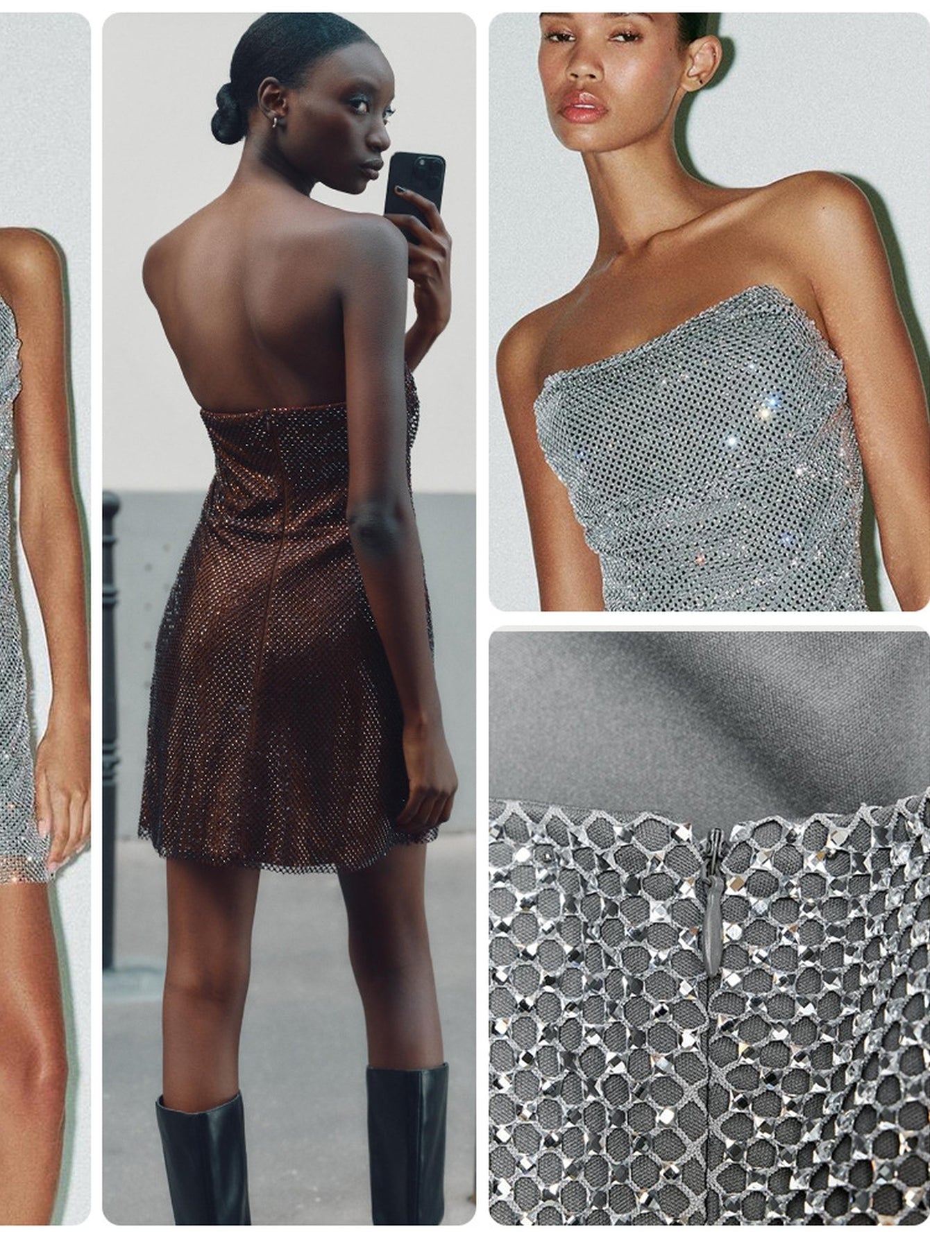 Sparkling Rhinestone Strapless Mini Dress