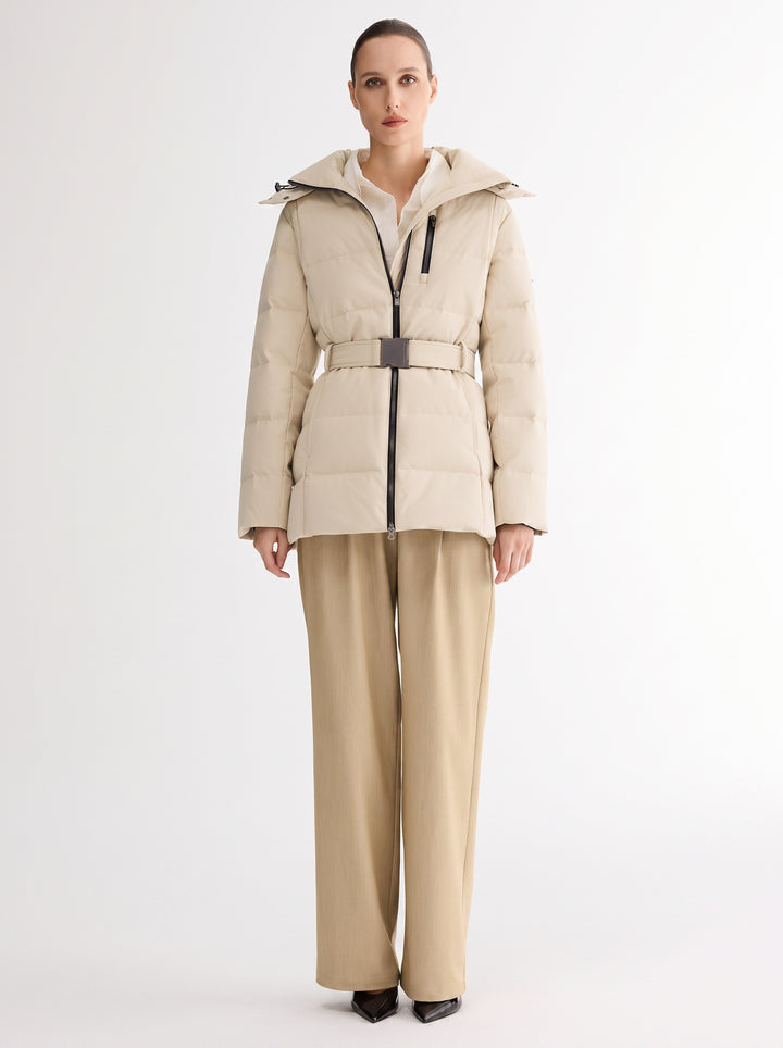 Belted Hooded Warm Puffer Jacket