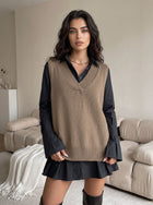 Oversized V Neck Knit Sweater Vest
