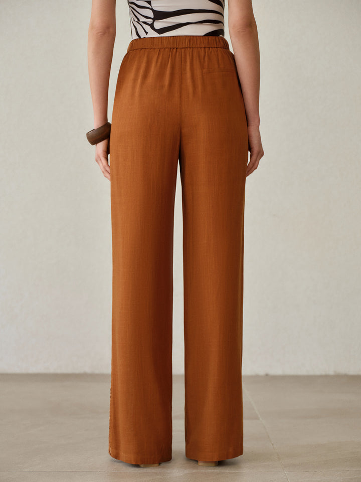 High Waisted Linen Blend Pants