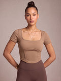 Seamless Square Neck Corset Yoga Tee