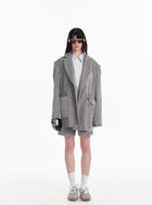 Oversized Drawstring Detail Blazer Jacket