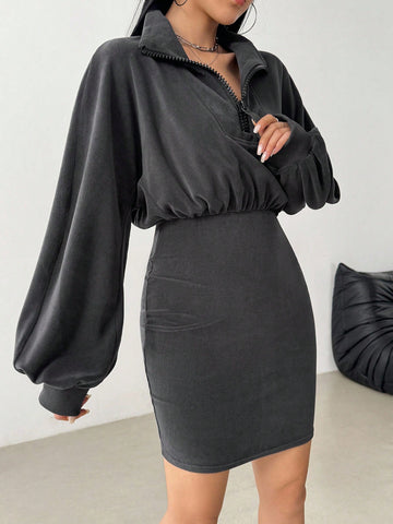 Cozy Fleece Half Zip Dress