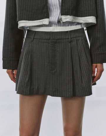 Urban Revivo 2 In 1 Striped Pleated Mini Skirts