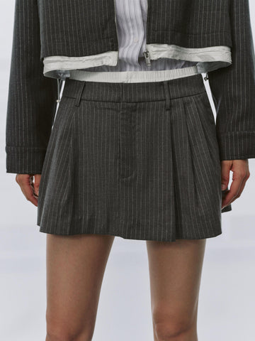 Urban Revivo 2 In 1 Striped Pleated Mini Skirts