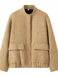 Shimmering Tweed Stand Collar Jacket
