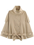 Oversized Cropped Double Breasted Trench Coat