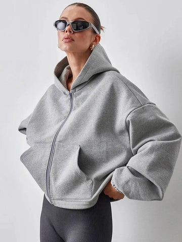 Oversized Boxy Zip Up Hoodie