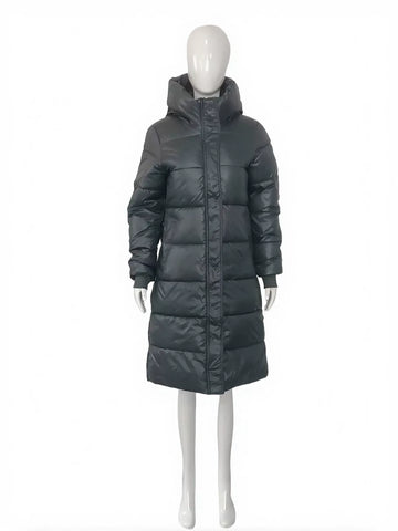Hooded Shiny Long Puffer Coat