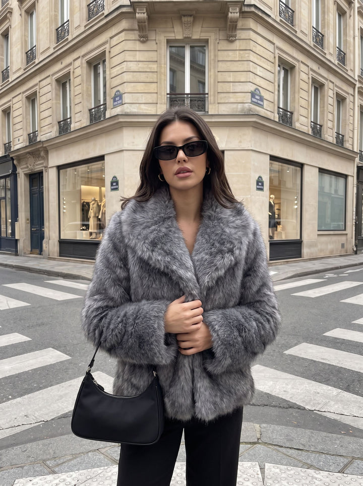Luxurious Plush Grey Faux Fur Vest