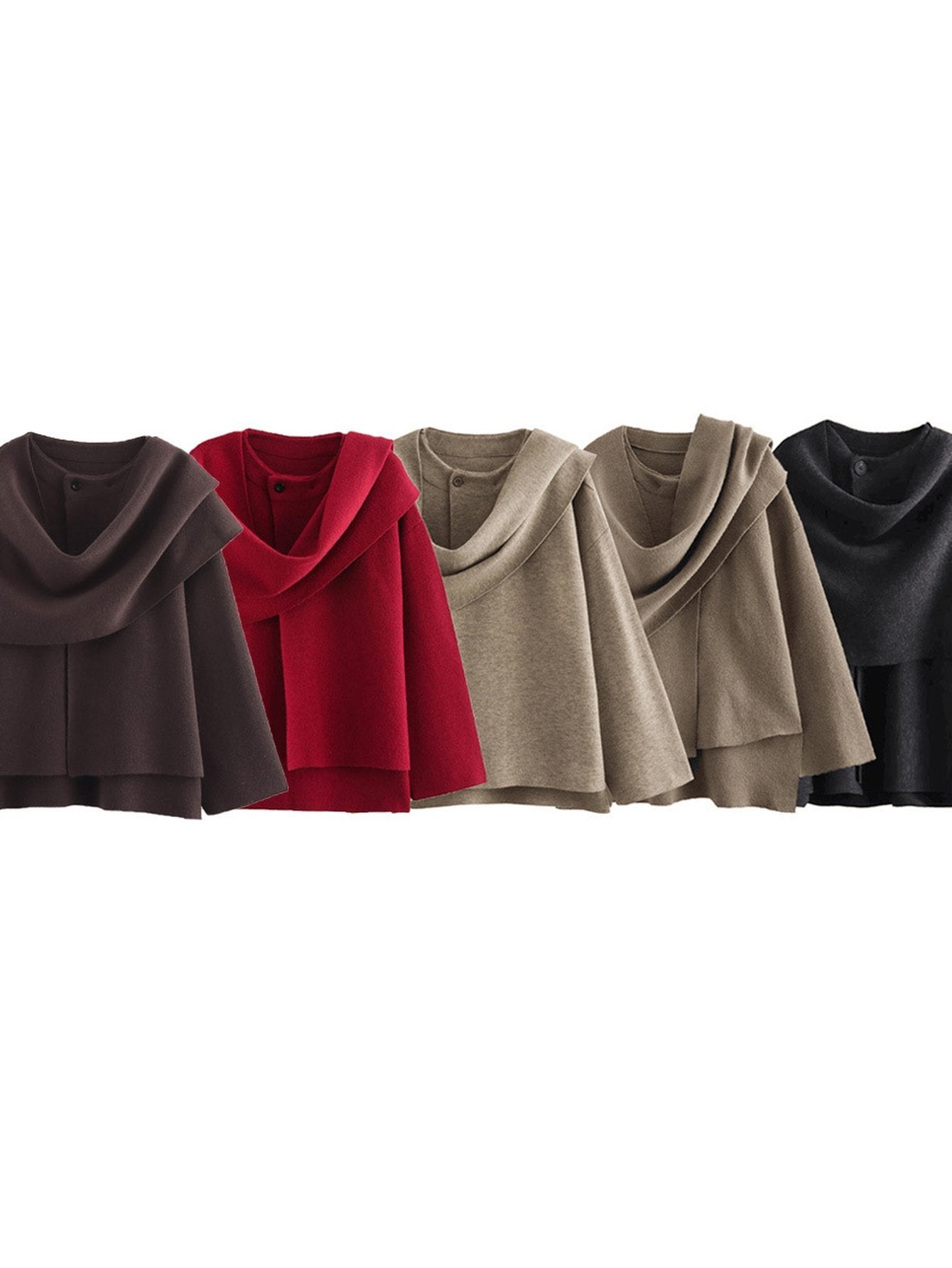 Cozy Layered Buttoned Wool Cape Coat
