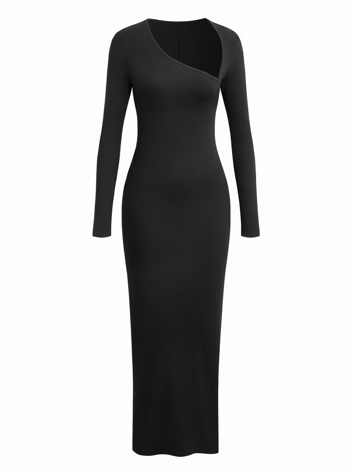Asymmetrical Cutout Long Sleeve Maxi Dress