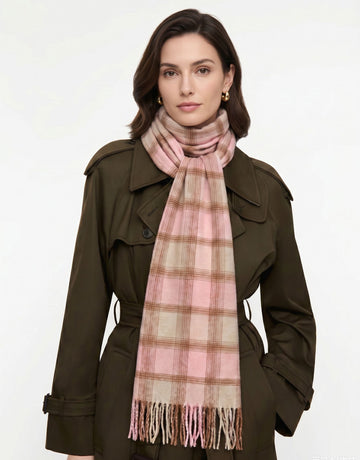 Soft Plaid Tassel Winter Scarf
