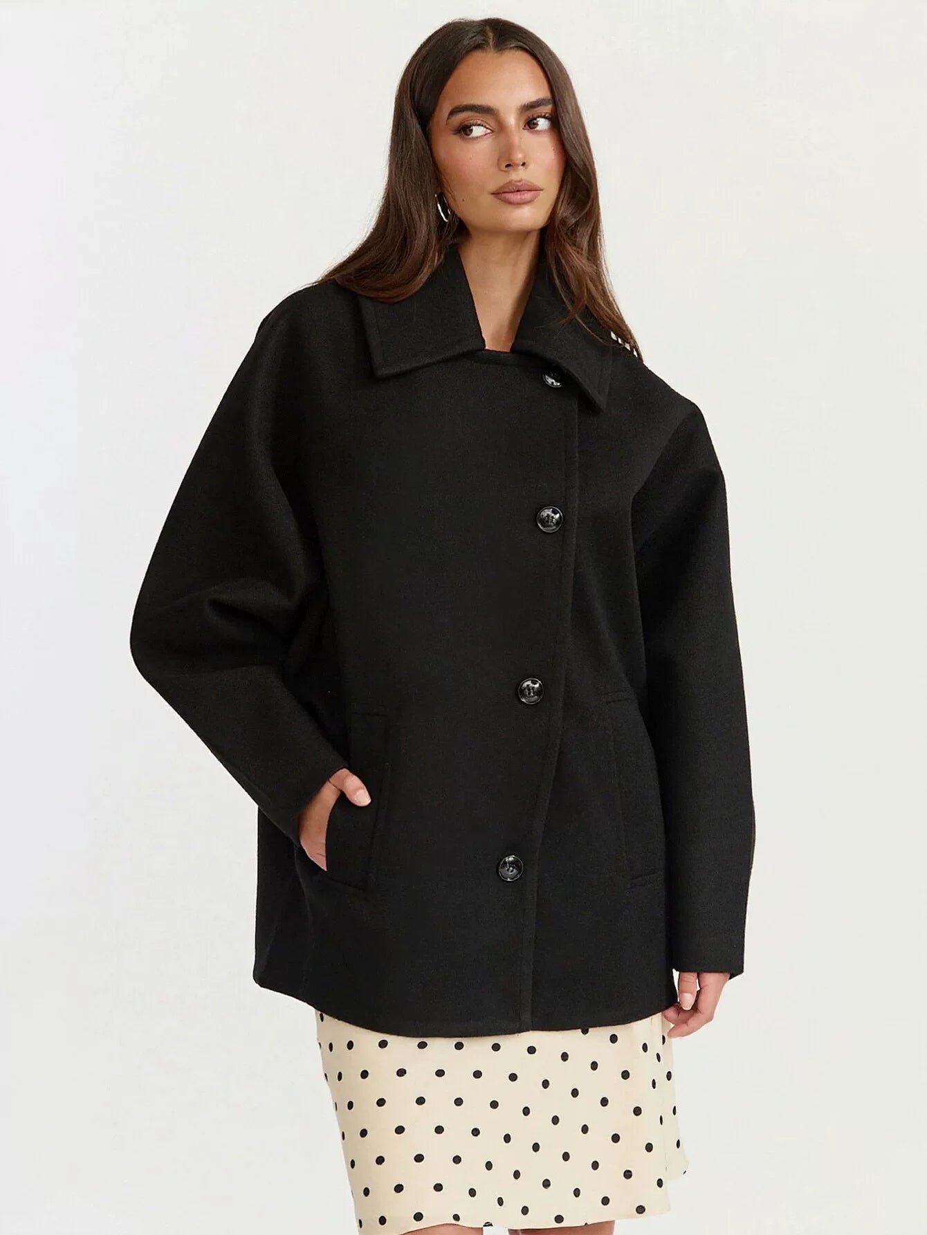 Oversized Button Up Wool Blend Coat