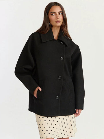 Oversized Button Up Wool Blend Coat