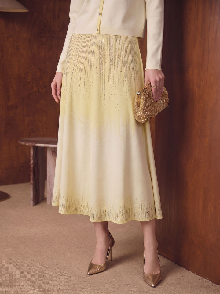 Shimmering Ombre High Waisted Midi Skirt