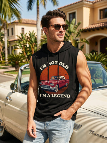Vintage Graphic Hooded Muscle Tank Top