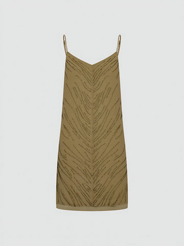 Urban Revivo A-Line Dresses-Khaki Brown