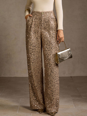 Sparkly High Waisted Wide Leg Pants