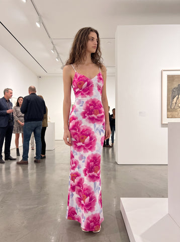 Theresa Vigil's Pink Peony Print Maxi Dress