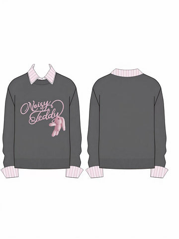 Cozy Layered Graphic Knit Sweater