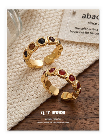 Textured Gold Beaded Adjustable Ring