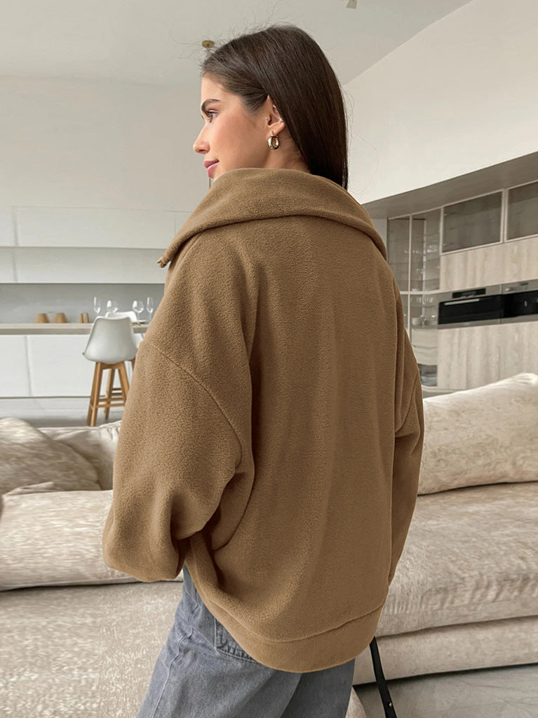Oversized Quarter Zip Fleece Sweatshirt