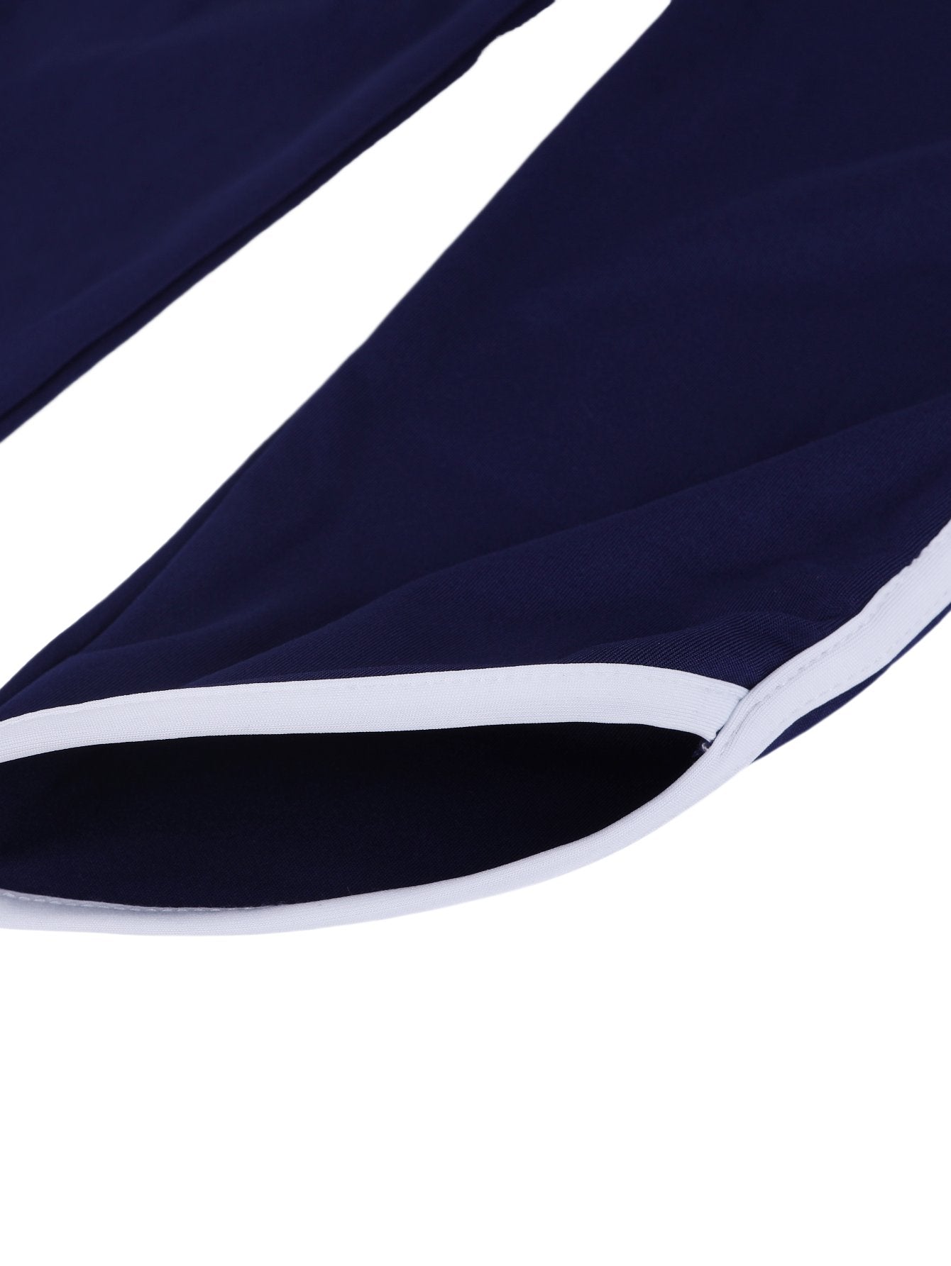 High-Waisted Side-Stripe Cropped-Leg Athletic Leggings-Navy Blue