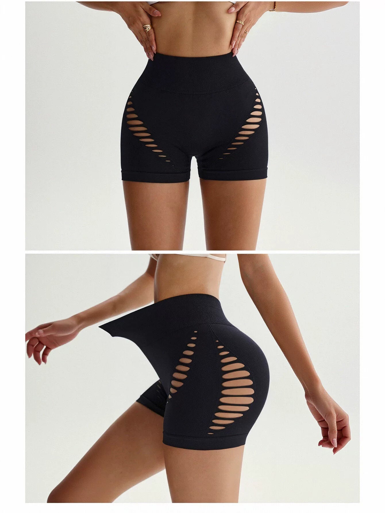 High Waisted Cutout Seamless Yoga Shorts