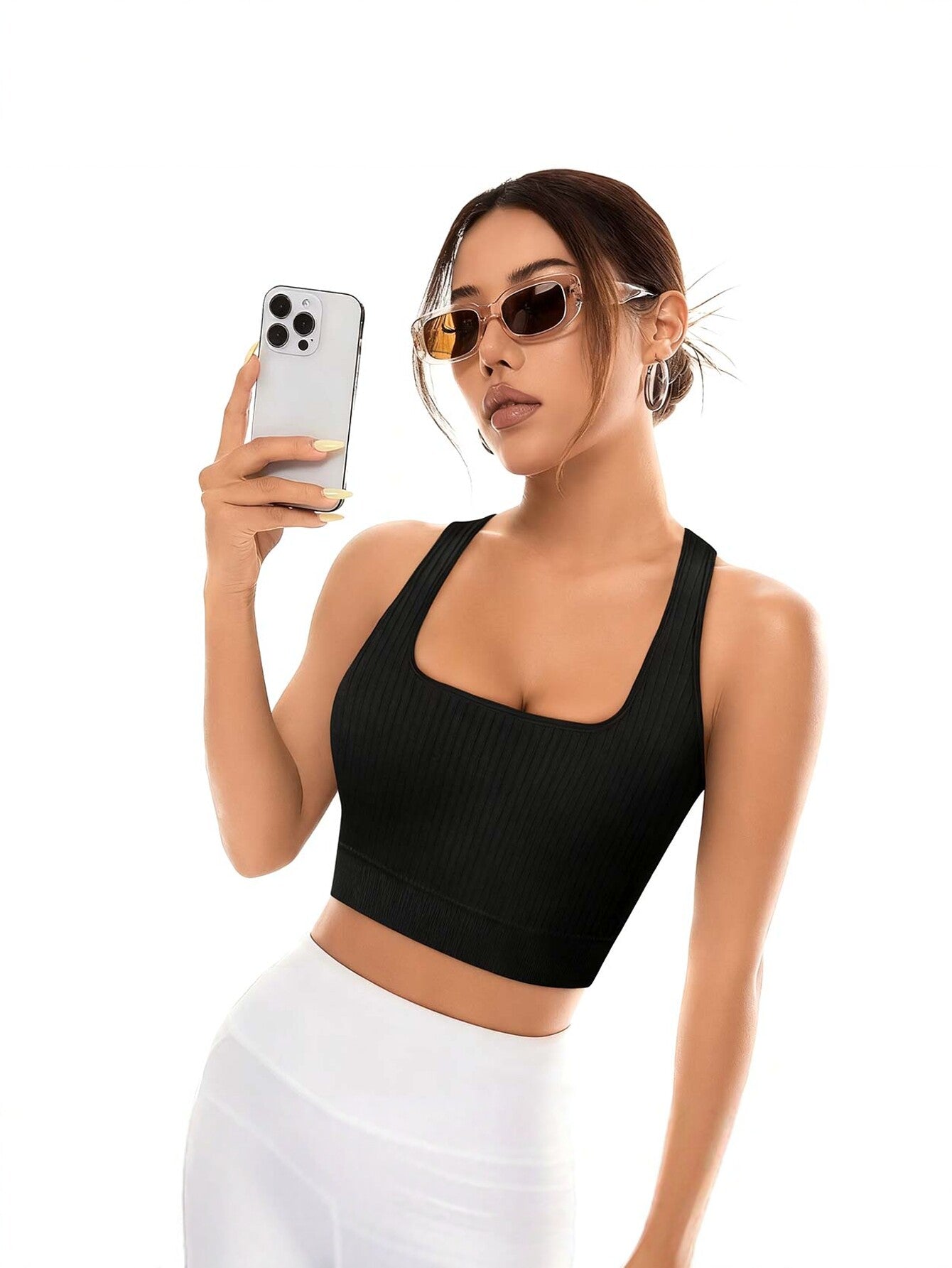 Seamless Ribbed Racerback Athletic Tank Top