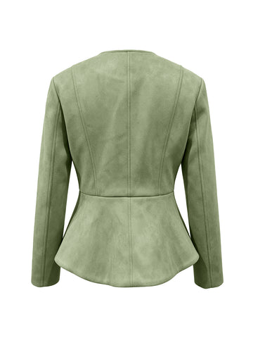 Fitted Peplum Faux Suede Jacket