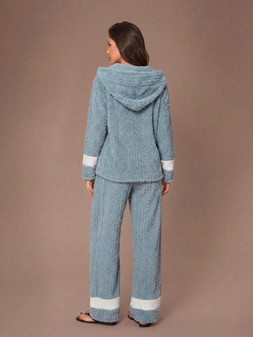 Cozy Plush Hooded Loungewear Pajama Set
