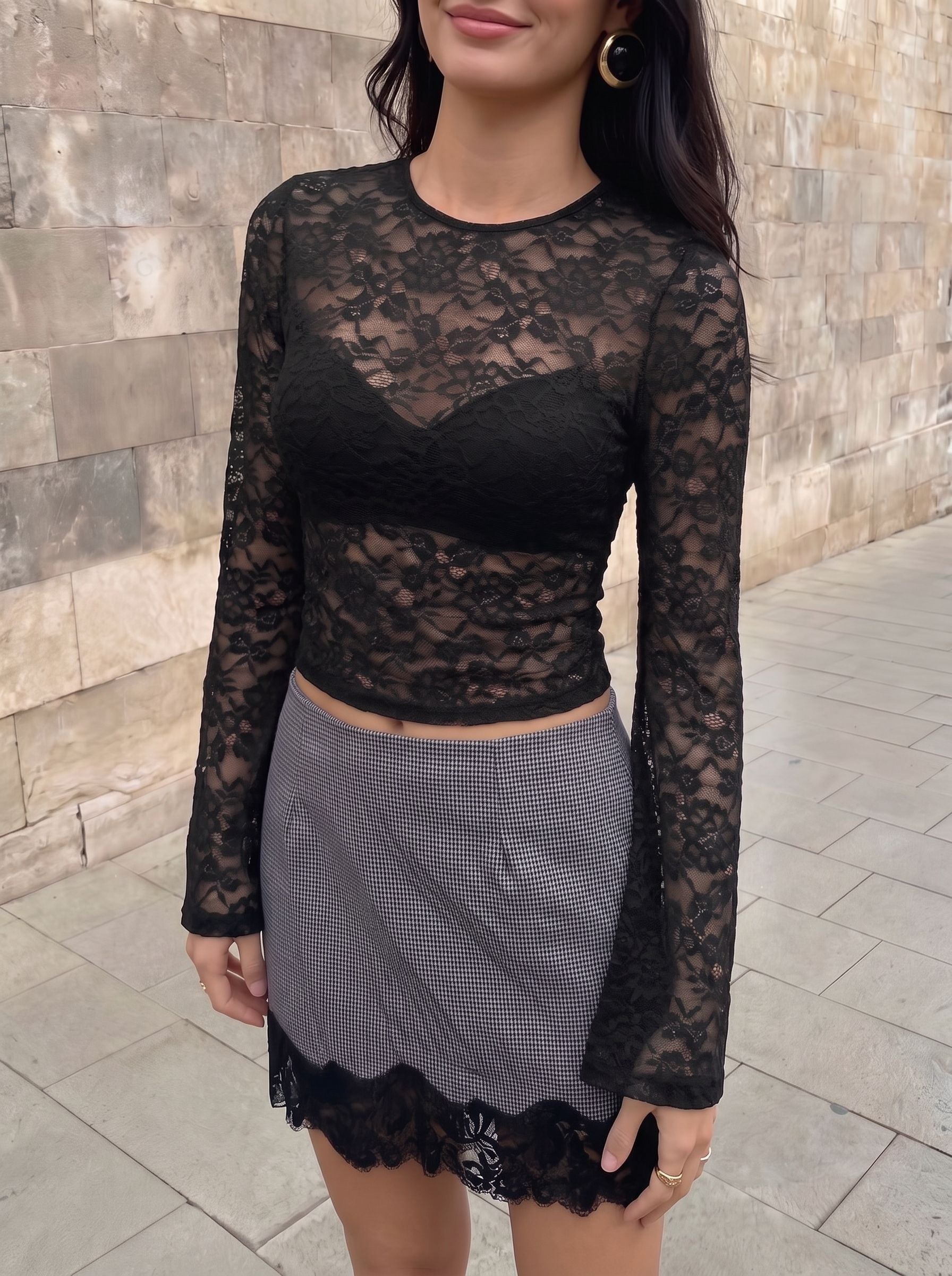 Sexy Backless Floral Lace Top