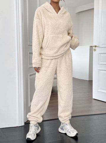 Cozy Fuzzy Hooded Lounge Pants Set
